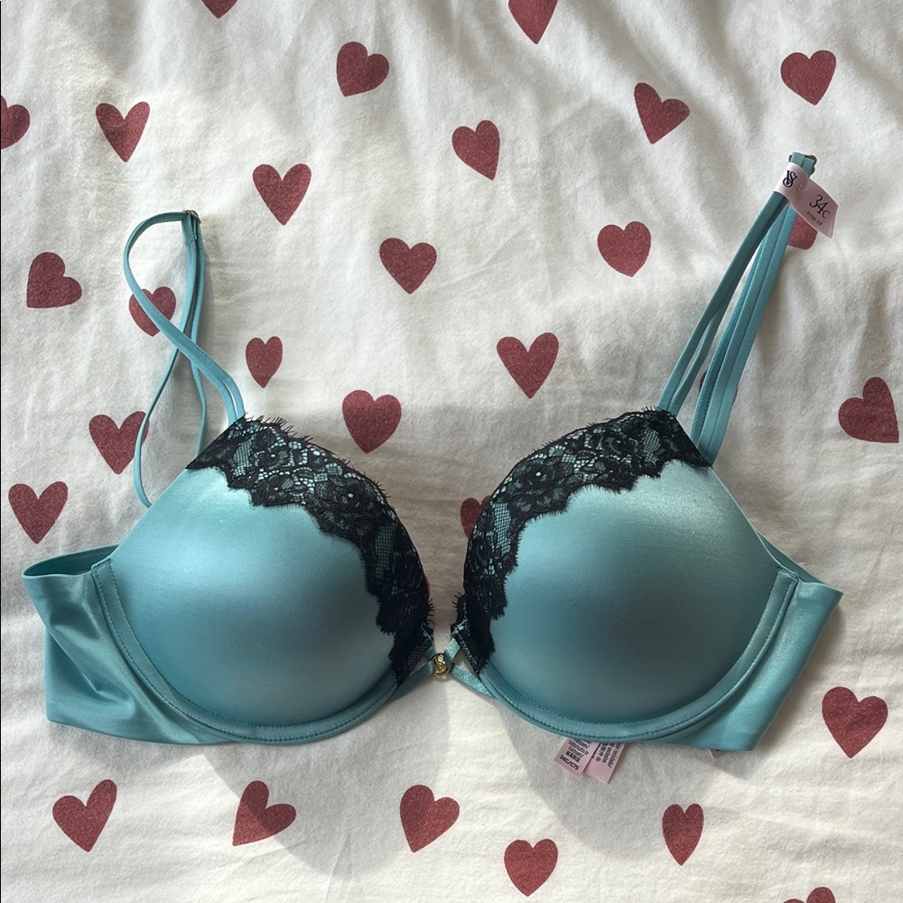 Victoria's Secret Teal and Black Lace Bra